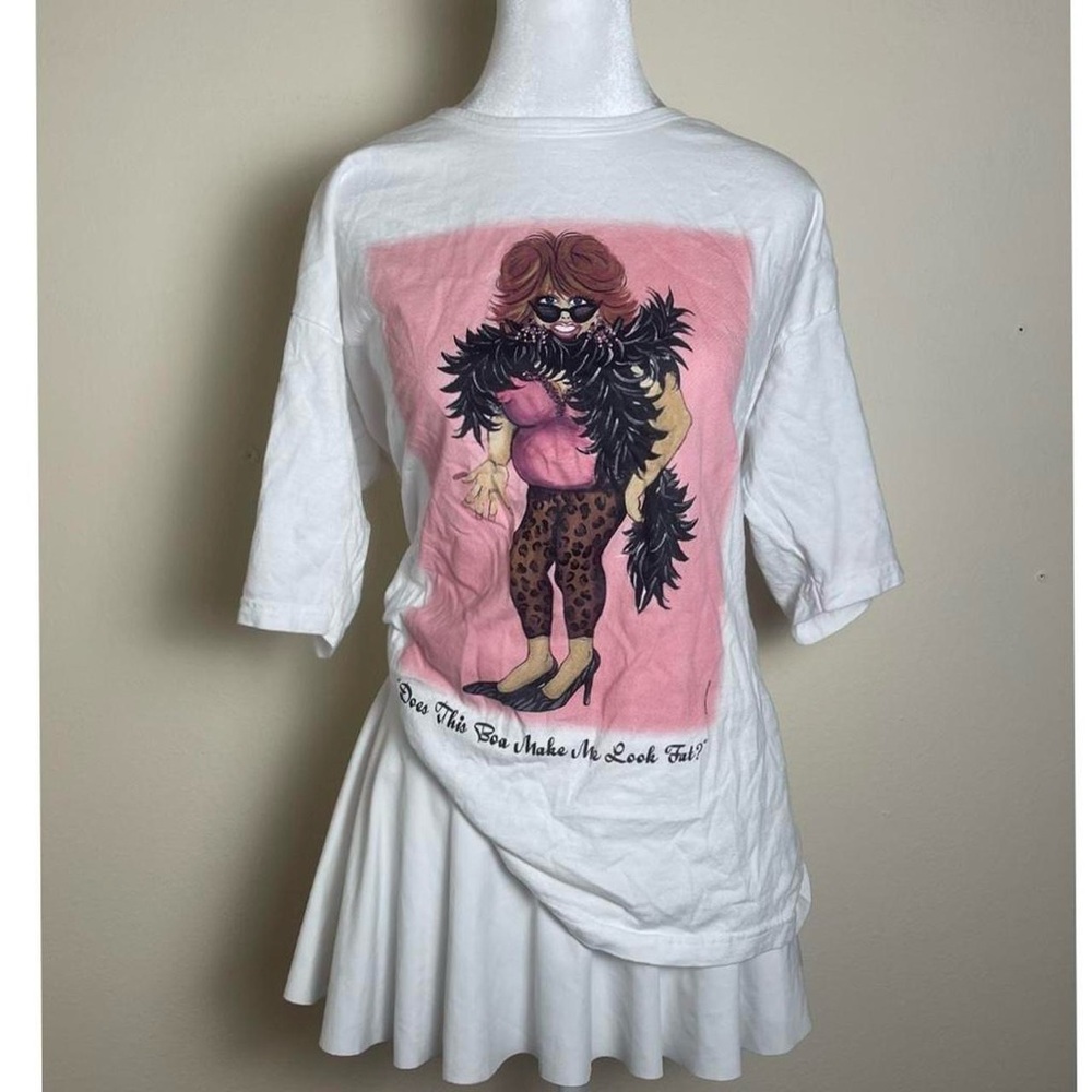 White T-Shirt with Pink Graphic